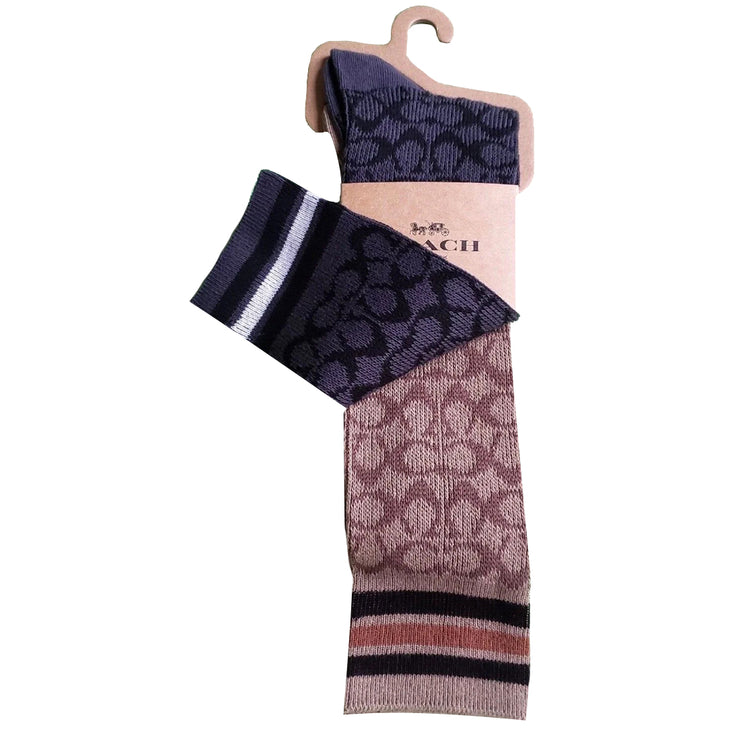 Buy Coach Signature Calf Length Socks in Black/ Khaki CE281 Online in Singapore | PinkOrchard.com