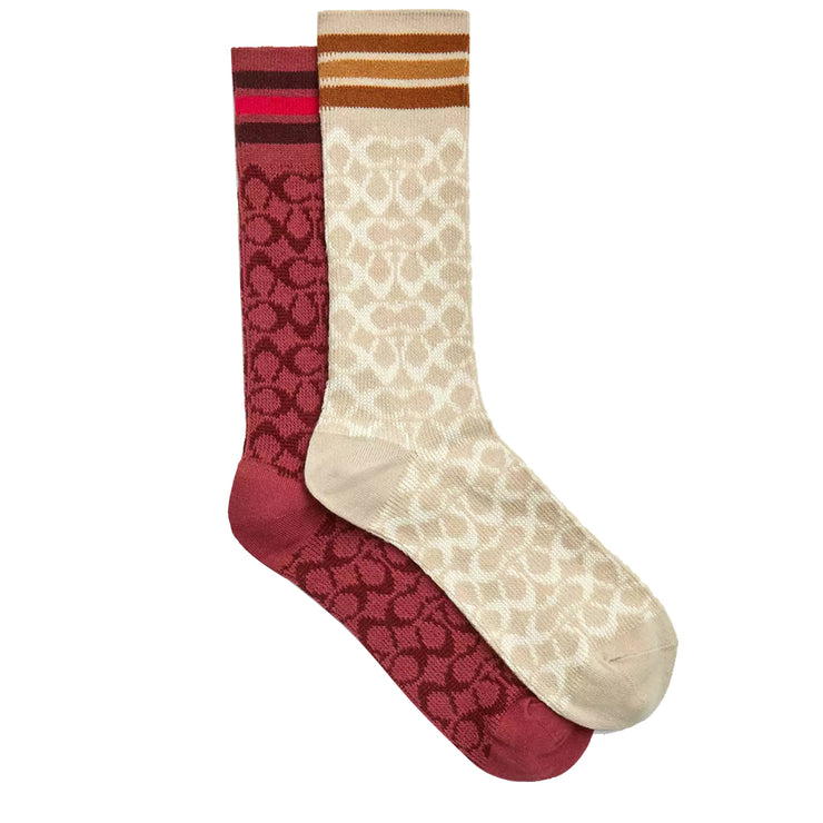 Buy Coach Signature Calf Socks in Rouge/ Chalk CH397 Online in Singapore | PinkOrchard.com