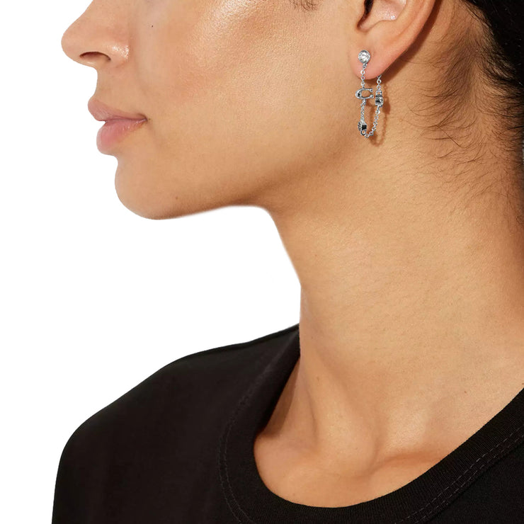 Buy Coach Signature Crystal Chain Earrings in Silver/ Black C9451 Online in Singapore | PinkOrchard.com