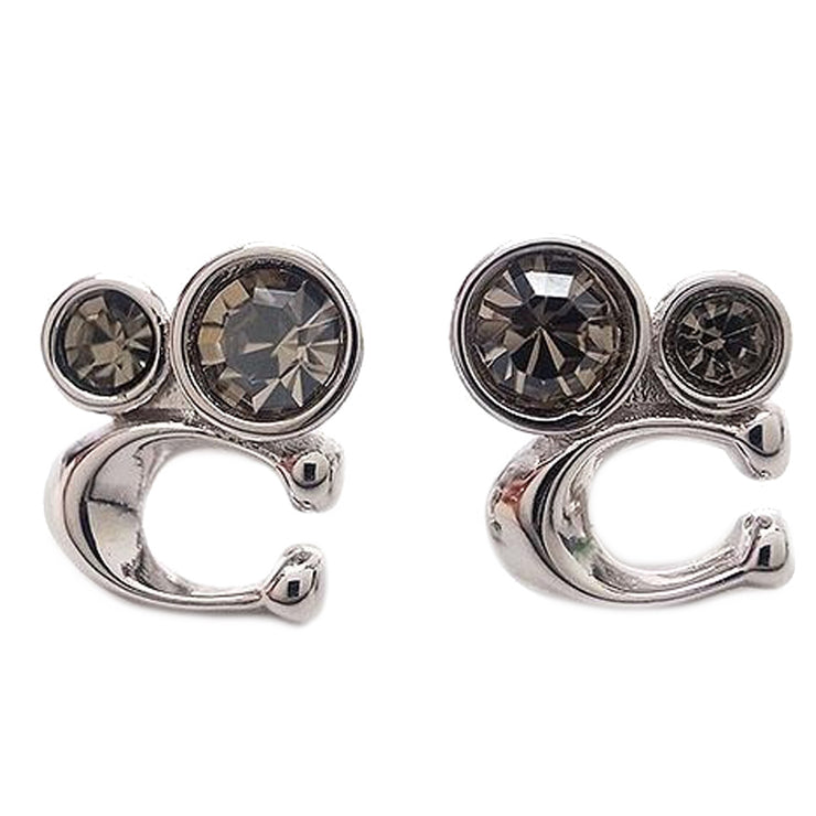 Buy Coach Signature Crystal Cluster Stud Earrings in Silver & Black C9450 Online in Singapore | PinkOrchard.com