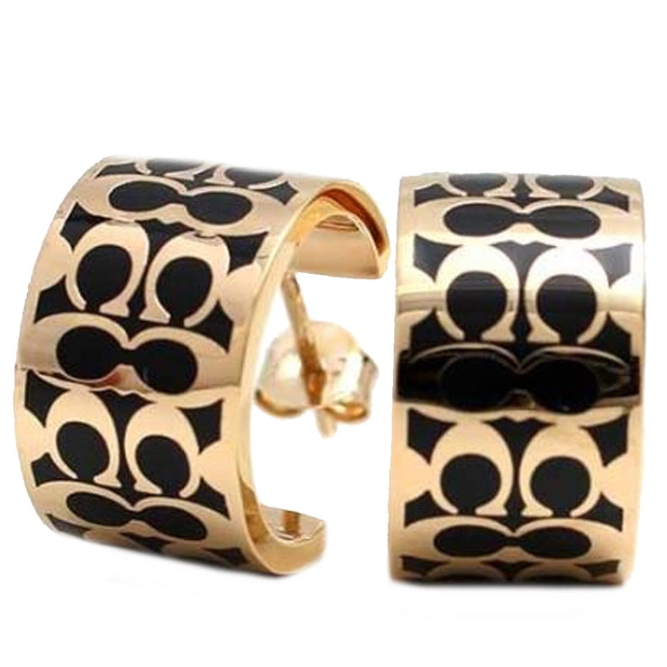 Buy Coach Signature Enamel Huggie Earrings in Gold/ Black C7770 Online in Singapore | PinkOrchard.com