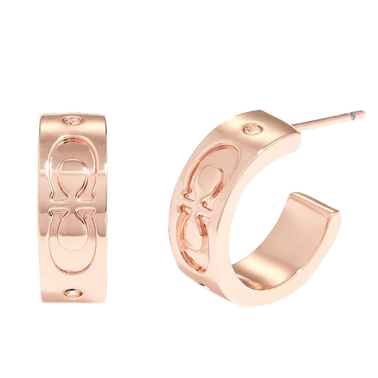 Buy Coach Signature Huggie Earrings In Rose Gold CI901 Online in Singapore | PinkOrchard.com