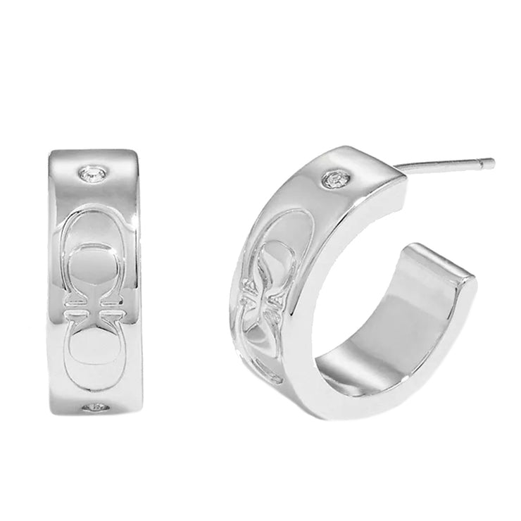 Buy Coach Signature Huggie Earrings In Silver CI901 Online in Singapore | PinkOrchard.com