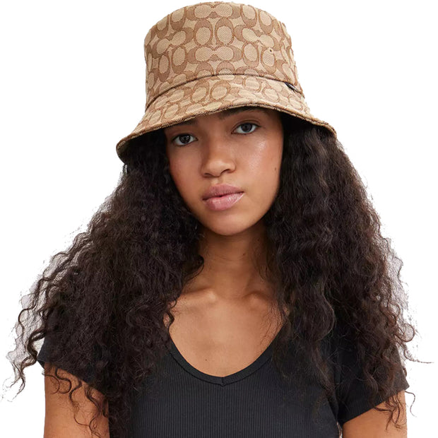 Coach Signature Jacquard Bucket Hat in Khaki CW765 (M/L)