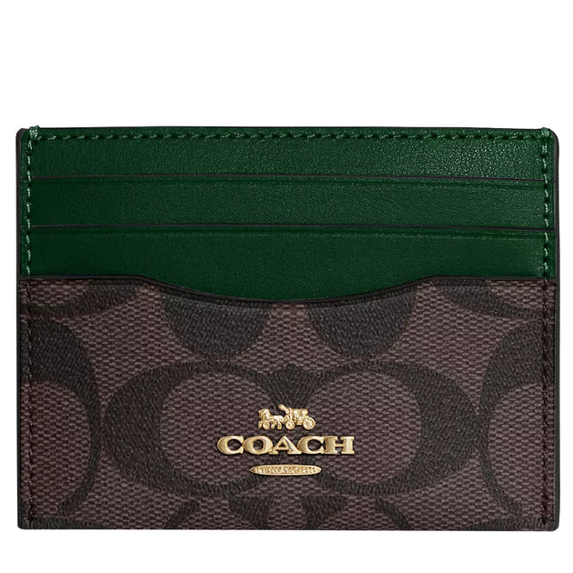 Buy Coach Slim Id Card Case In Signature Canvas in Brown/ Dark Pine ...