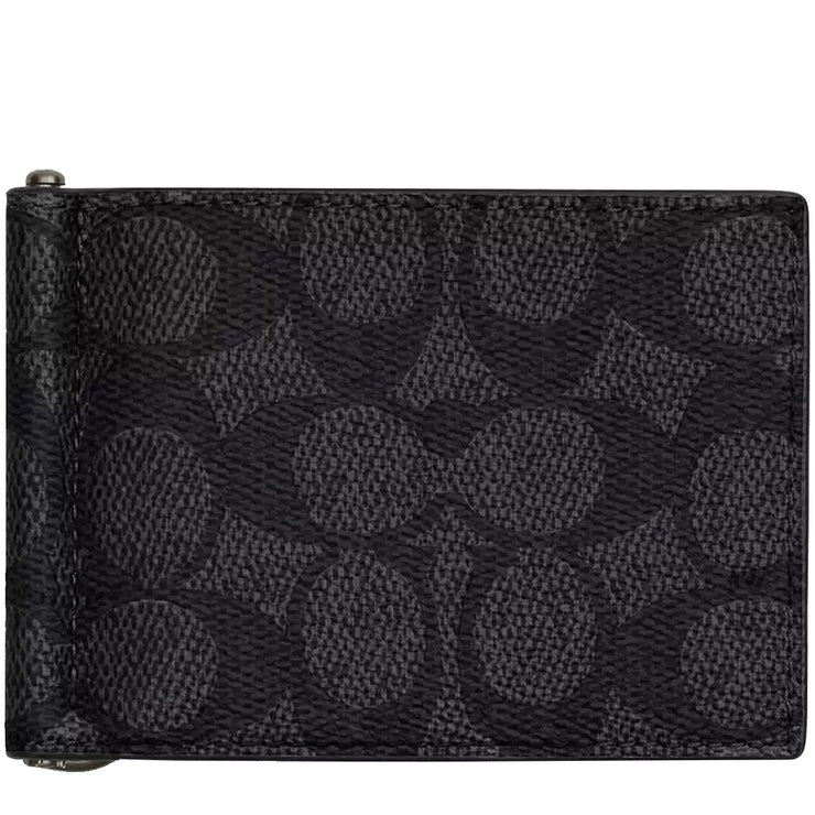 Buy Coach Slim Money Clip Billfold Wallet In Signature Canvas in Charcoal/ Black CY059 Online in Singapore | PinkOrchard.com