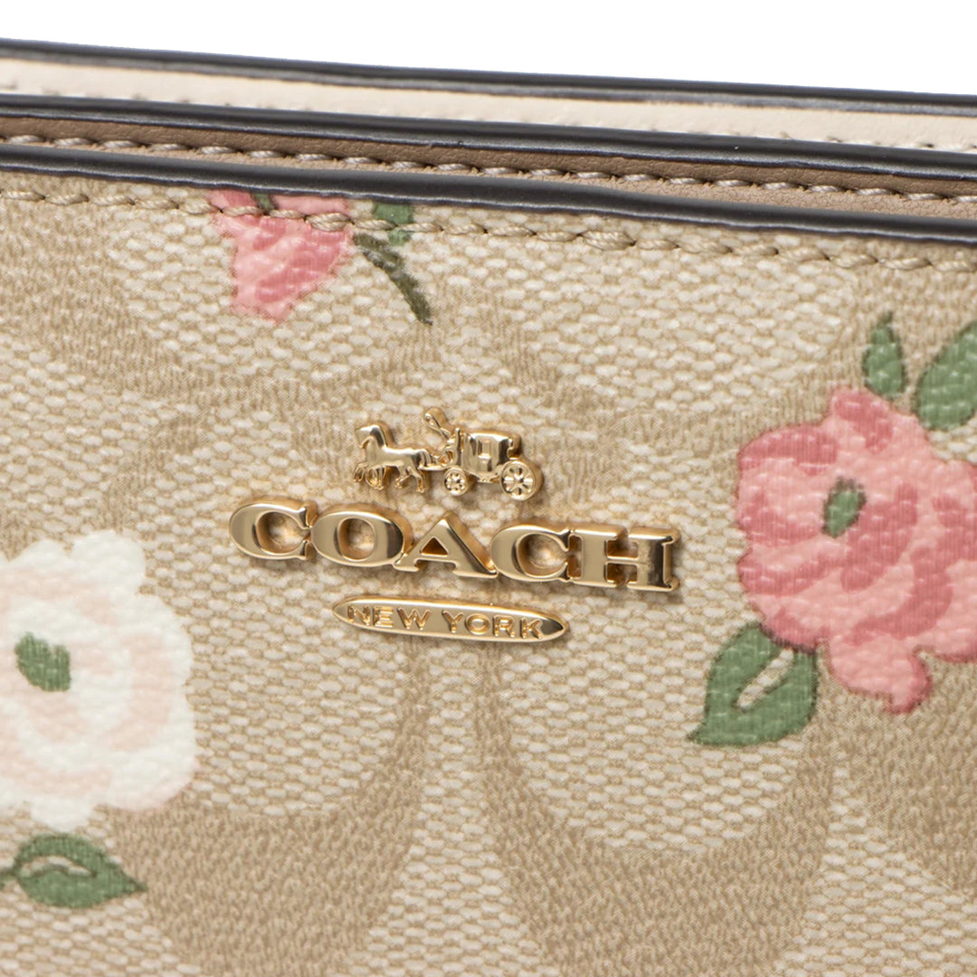 Authentic Coach Floral Wristlet Lite Khaki Coach Signature