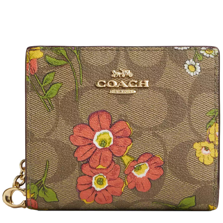 Buy Coach Snap Wallet In Signature Canvas With Floral Print in Khaki Multi CR939 Online in Singapore | PinkOrchard.com