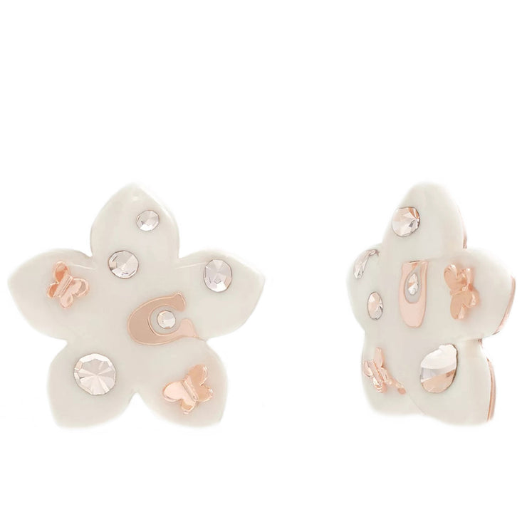 Buy Coach Wildflower Resin Stud Earrings in Rose Gold/ Chalk CL135 Online in Singapore | PinkOrchard.com