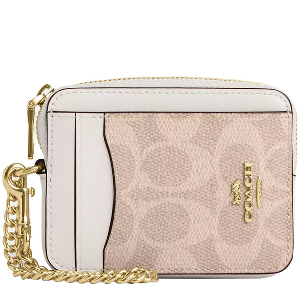 Buy Coach Zip Card Case In Signature Canvas in Sand/ Chalk CW883 Online in Singapore | PinkOrchard.com