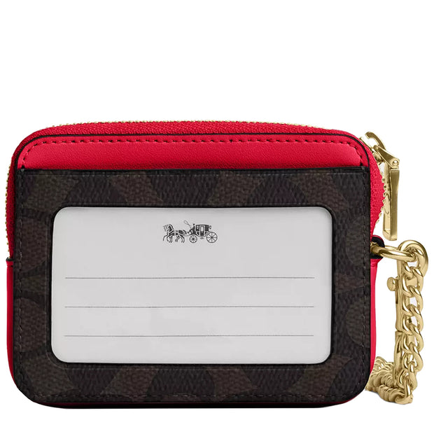 Buy Coach Zip Card Case In Signature Canvas in Walnut/ Bold Red CW883 Online in Singapore | PinkOrchard.com