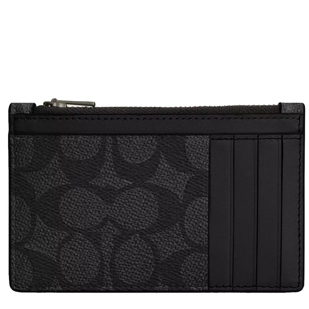 Buy Coach Zip Card Case In Signature Canvas in Charcoal/ Black CV764 Online in Singapore | PinkOrchard.com