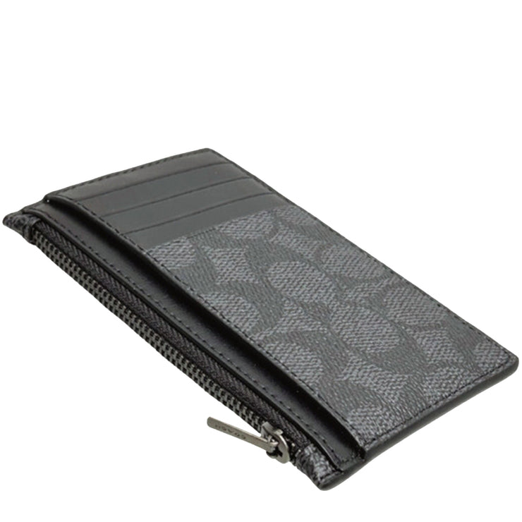 Buy Coach Zip Card Case In Signature Canvas in Charcoal/ Black CV764 Online in Singapore | PinkOrchard.com