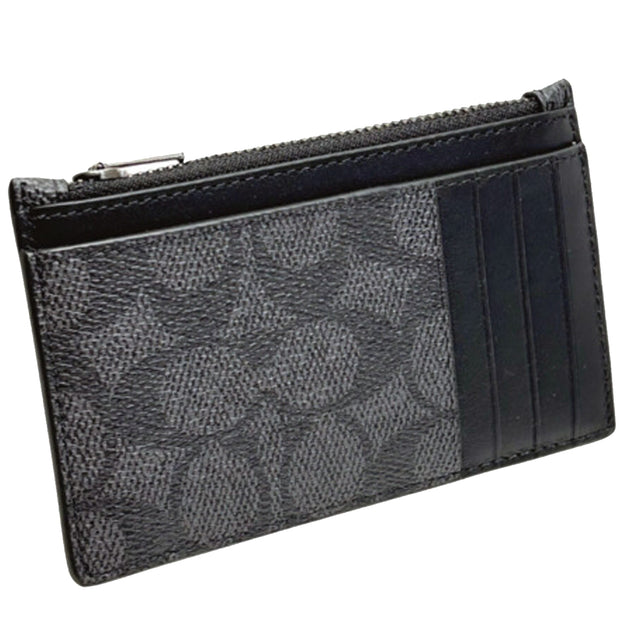 Buy Coach Zip Card Case In Signature Canvas in Charcoal/ Black CV764 Online in Singapore | PinkOrchard.com