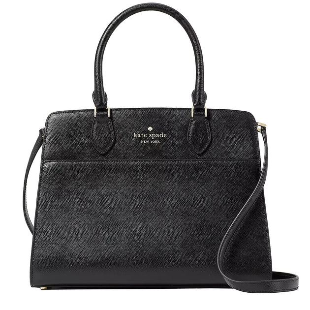 Buy Kate Spade Madison Saffiano Leather Medium Satchel Bag In Black ...