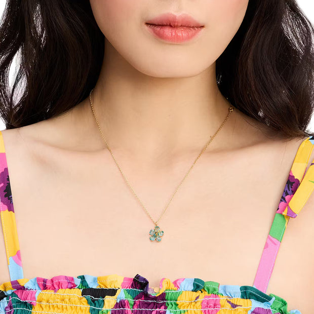 Buy Kate Spade Paradise Flower Mini Pendant Necklace in Blue Gold KH559 Online in Singapore | PinkOrchard.com