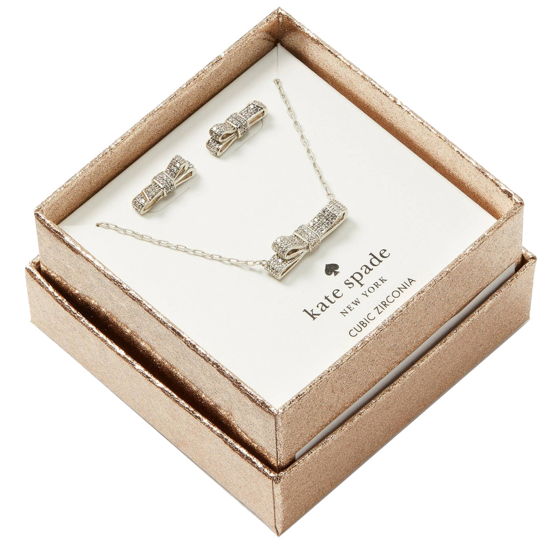 KATE SPADE NEW YORK Pave Pendent and Studs Box Set, Gold/Diamond purchases Gift Set, NWT