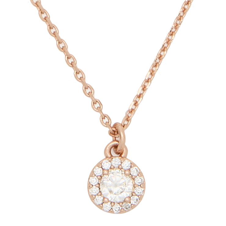 Kate Spade You're A Gem Pave Halo Pendant in Clear/ Rose Gold KK012