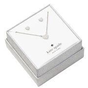 Kate Spade Yours Truly Pave Studs Earrings And Mini Pendant Necklace Set in Clear/ Silver o0R00112