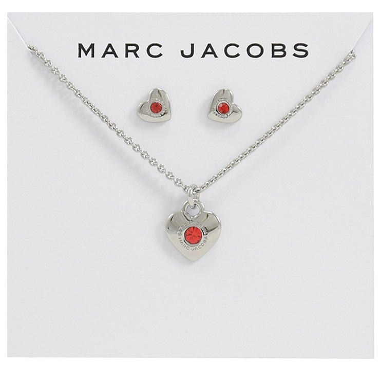 Buy Marc Jacobs Heart Necklace & Earrings Set in Silver/ Siam J341MT1PF21 Online in Singapore | PinkOrchard.com