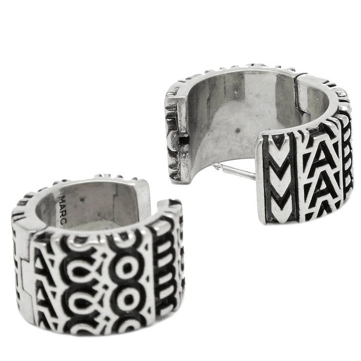 Buy Marc Jacobs The Monogram Engraved Hoops Earrings in Aged Silver 2P3JER001J15 Online in Singapore | PinkOrchard.com