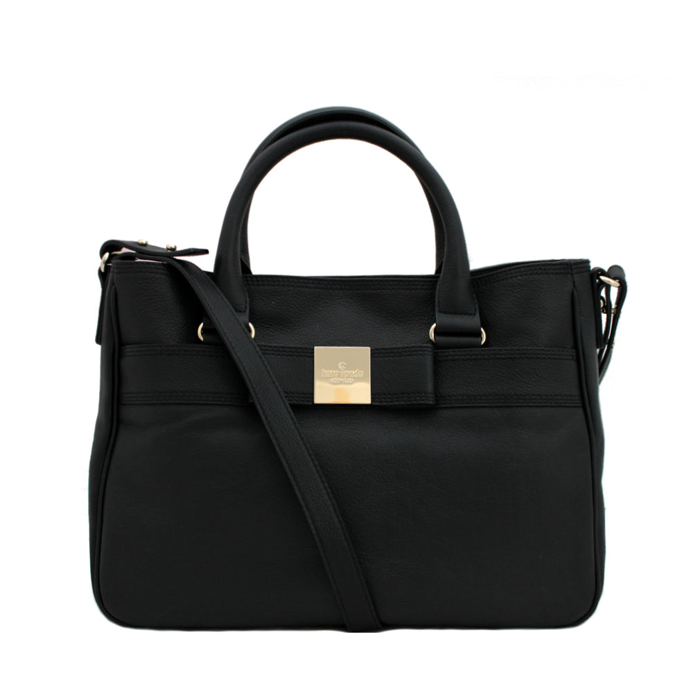 KATE SPADE NEW popular YORK PRIMROSE HILL GOLDIE SATCHEL BOW IN BLACK LEATHER