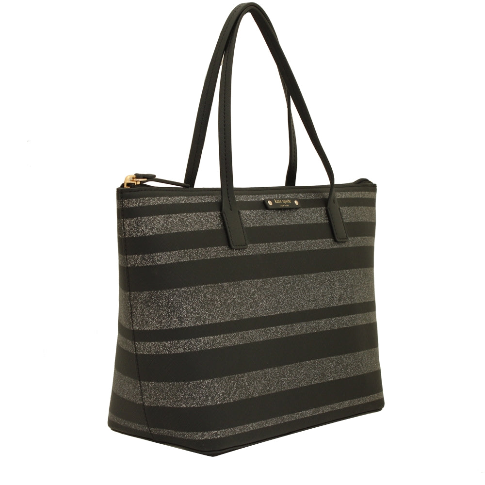 Kate Spade Haven Lane Hani Bag Black Glitter Stripes