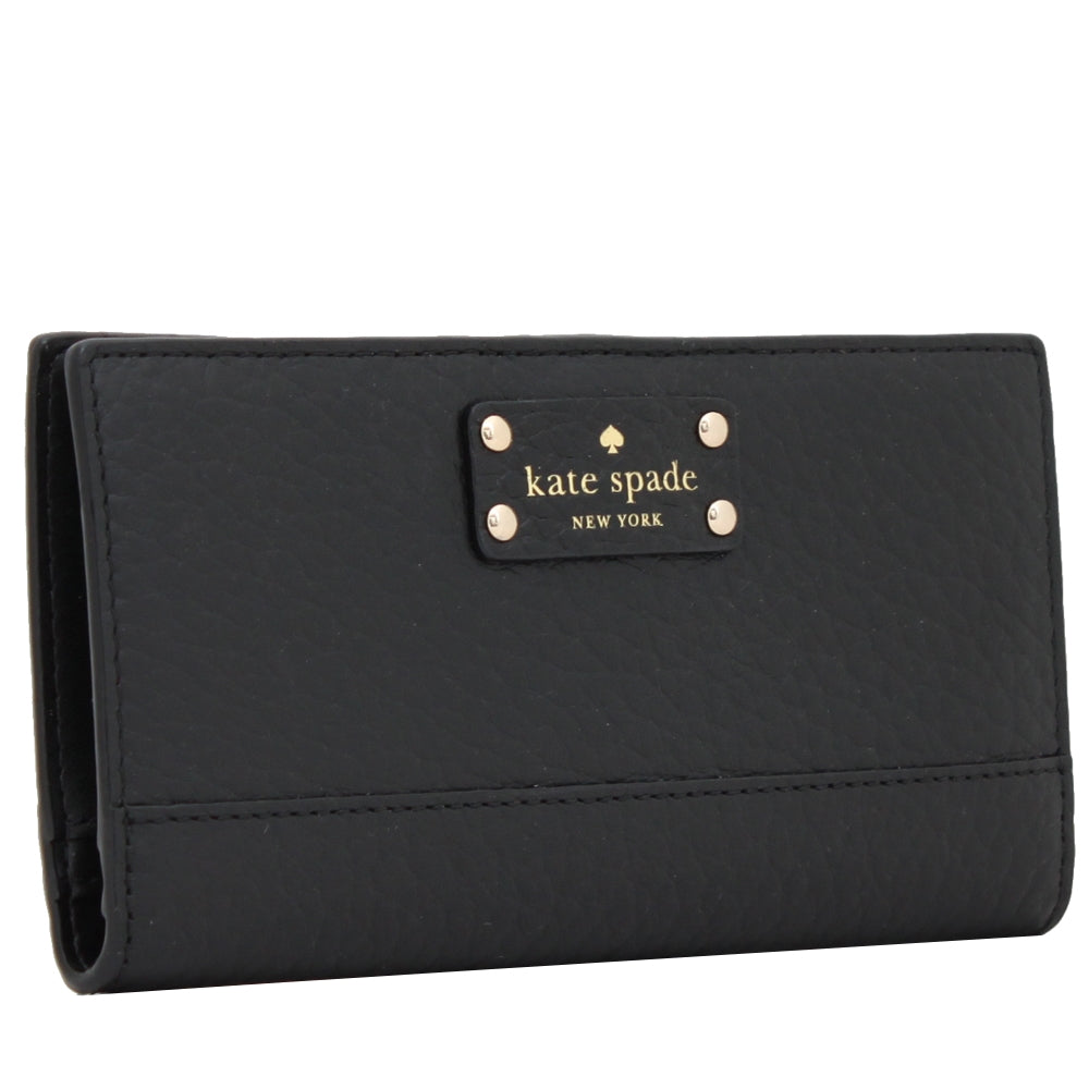 Kate Spade Bay Street sale Stacy pebbled black leather wallet