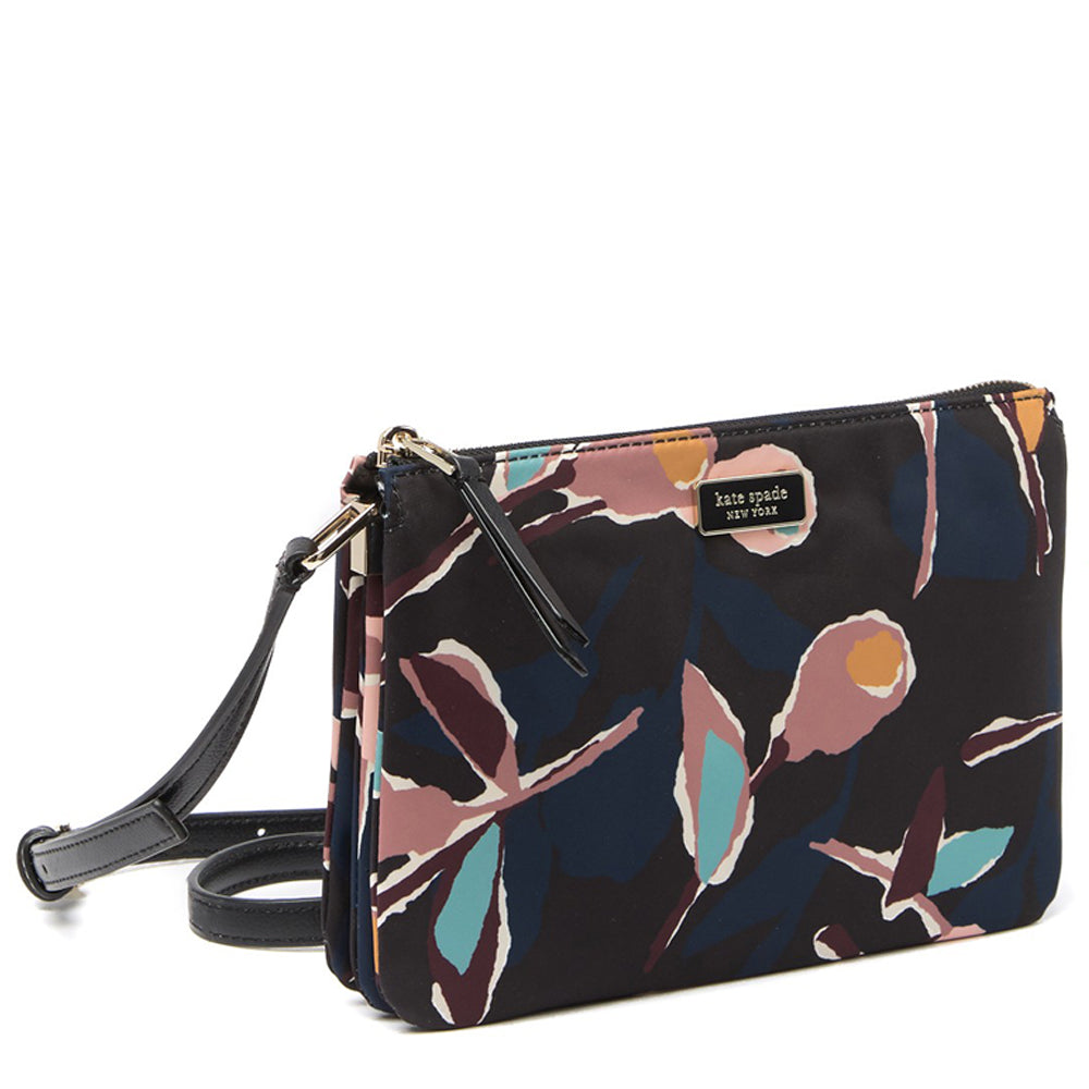 Kate Spade Dawn Paper Rose Triple Gusset Crossbody Bag in Black Multi PinkOrchard