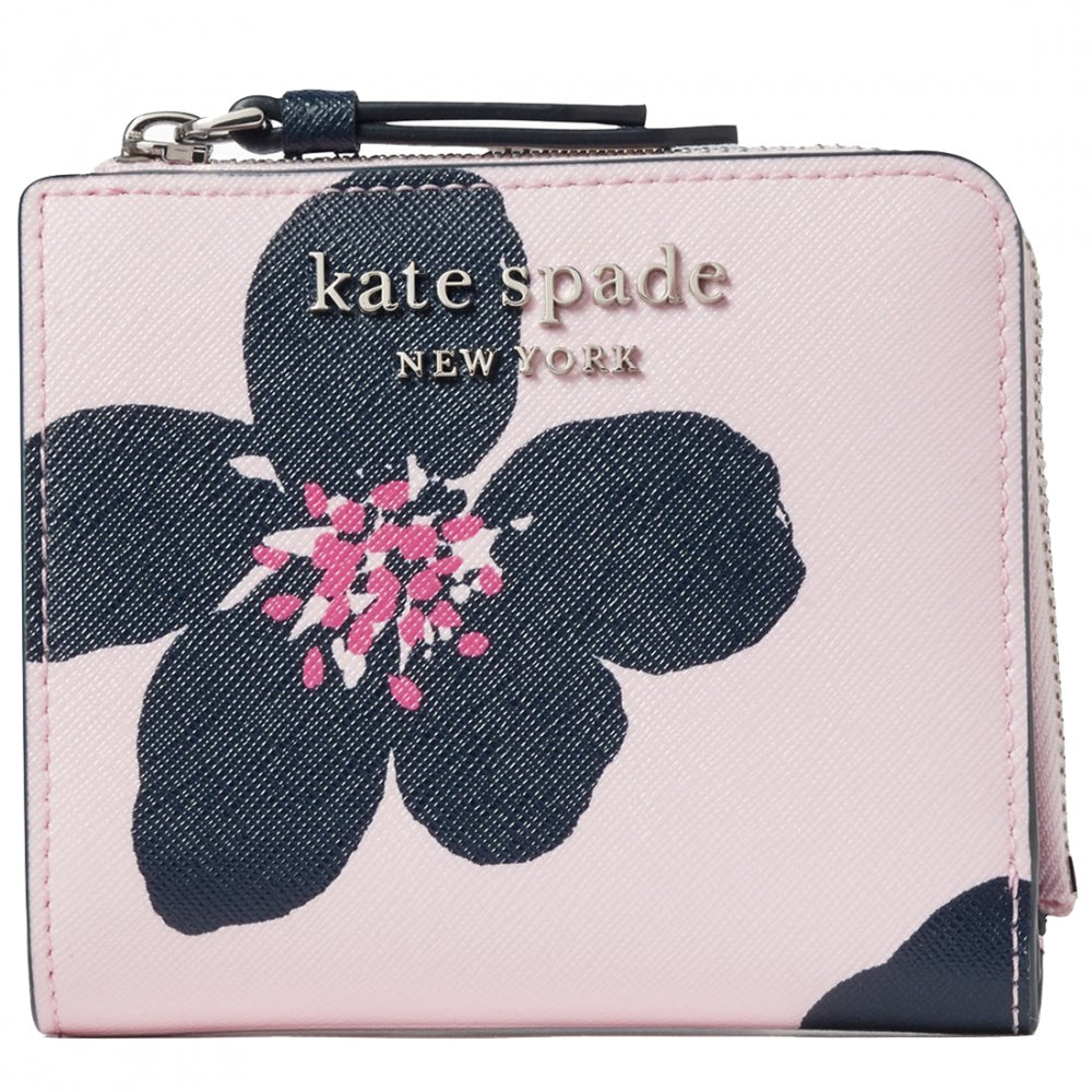 Kate Spade Cameron Grand Flora Small L Zip Bifold Wallet in Serenpidit PinkOrchard