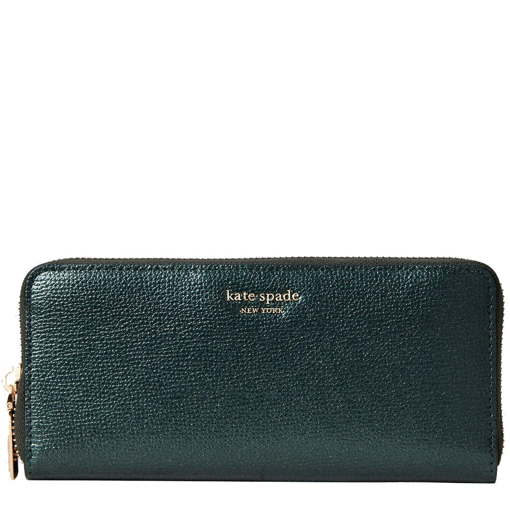 Kate Spade Sylvia Slim Continental Wallet in Deep Evergreen Metallic