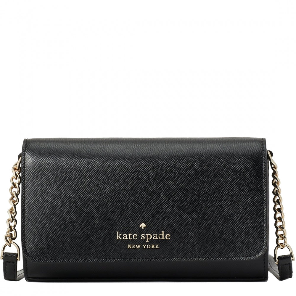 Kate Spade Black Saffiano Leather Removable Crossbody Staci Small Satchel  EUC