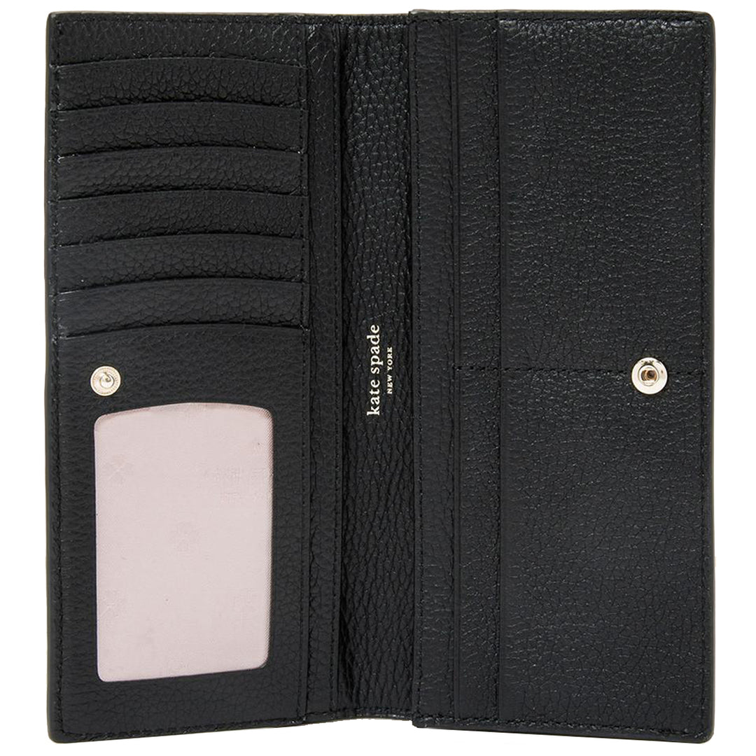 Kate Spade Polly Bifold Continental Wallet in Black PinkOrchard