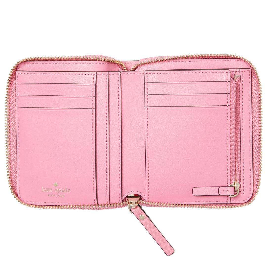 Kate Spade New 2024 York Laurel Way Jeweled Leather Wallet Blush Pink Zip Around