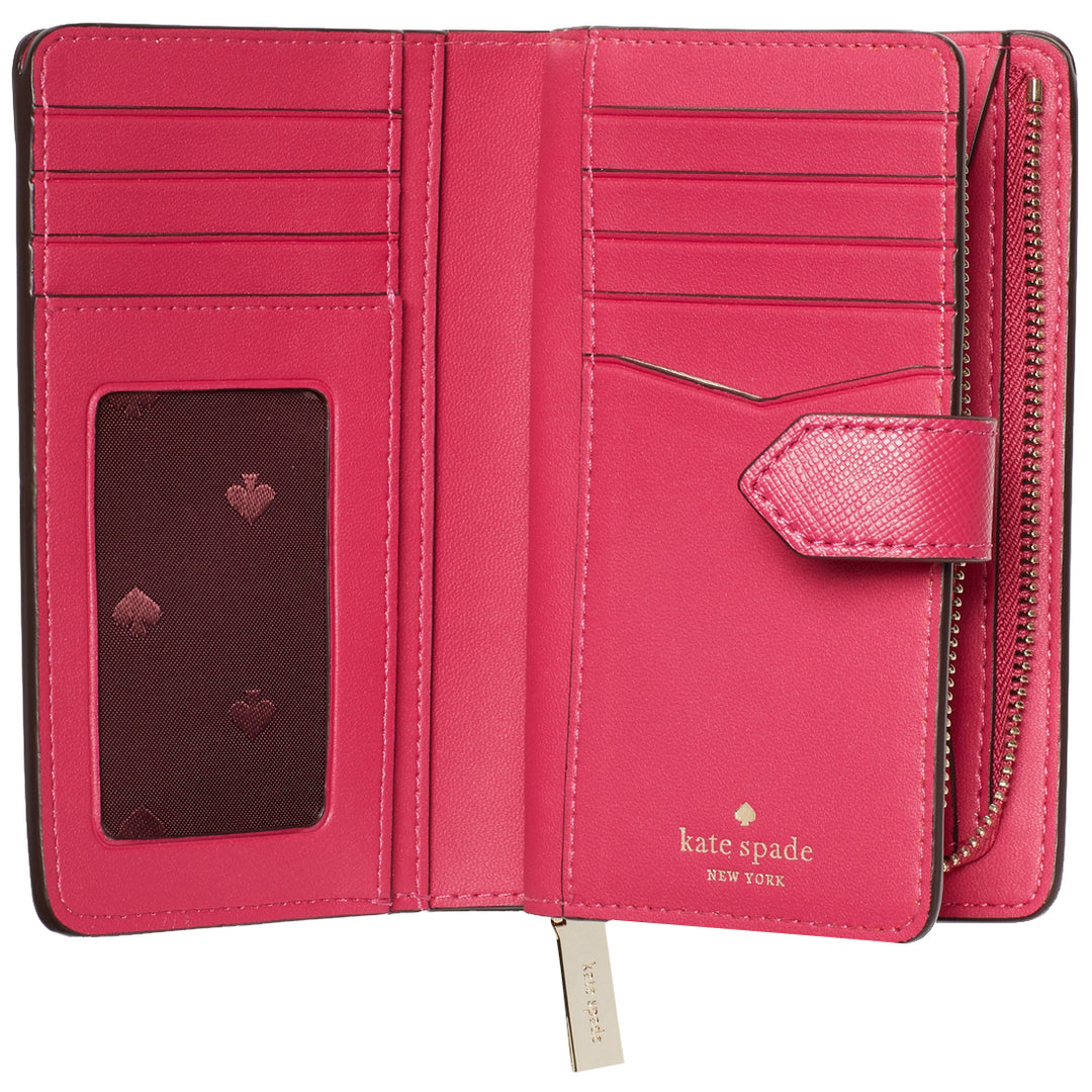 NEW Kate Spade Staci Medium selling L-Zip Leather Wristlet in Ruby Pink