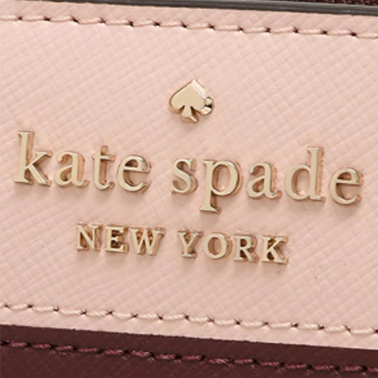 Kate Spade Staci Colorblock Printed Small Zip Around Wallet Burgundy Pink  Multi