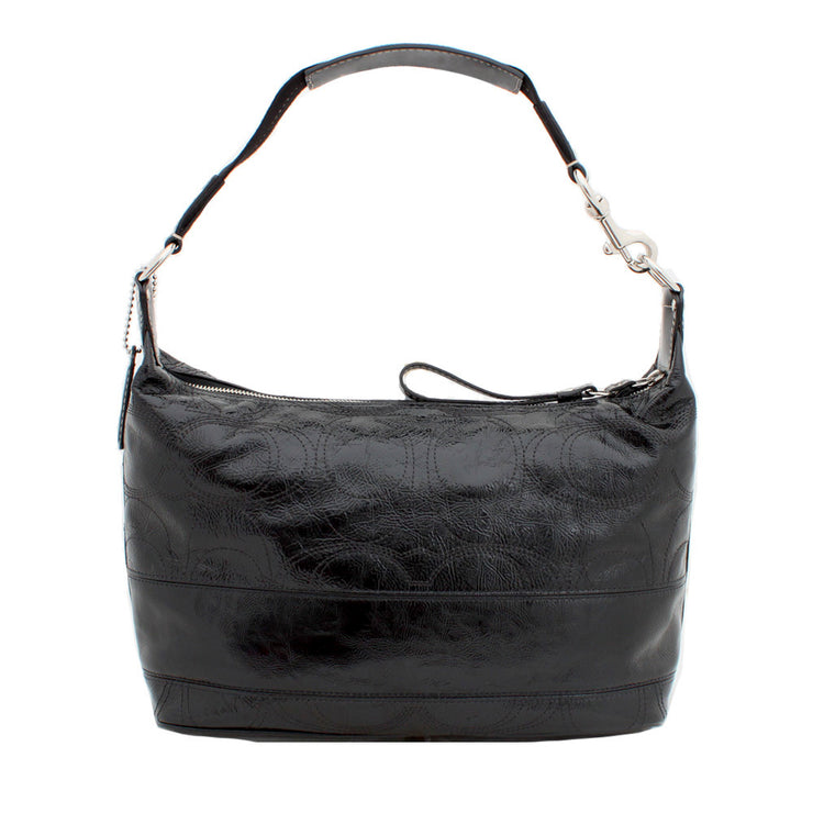 Coach Signature Stripe Stitched Patent Hobo Bag