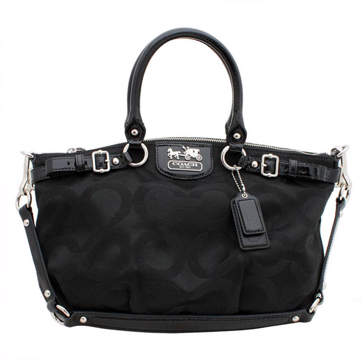 Coach Madison Op Art Sateen Sophia Satchel Bag- Black