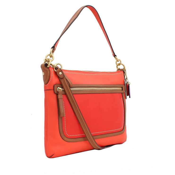 Coach Poppy Leather Colourblock Perri Hippie Convertible Bag- Vermillion