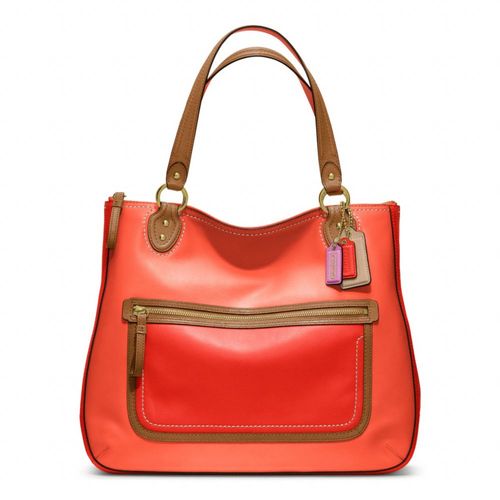 Coach red orange dome satchel crosshatch-NEW