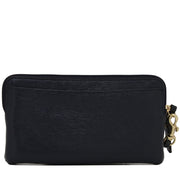 Coach 49935 Textured Patent Leather Double Zip Wallet Wristlet- Navy