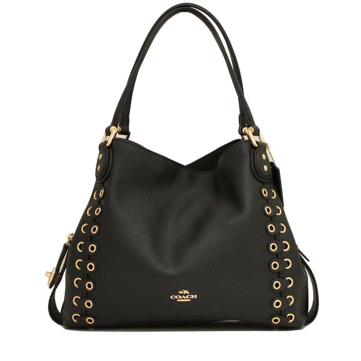 Coach 21348 Edie Shoulder Bag 31 With Coach Link Detail- Black