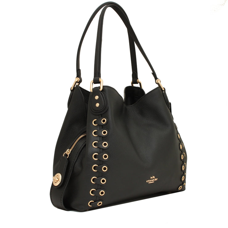 Coach 21348 Edie Shoulder Bag 31 With Coach Link Detail- Black