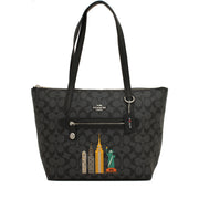 Coach 31204 NY Stories Skyline Signature Taylor Tote Bag- Black