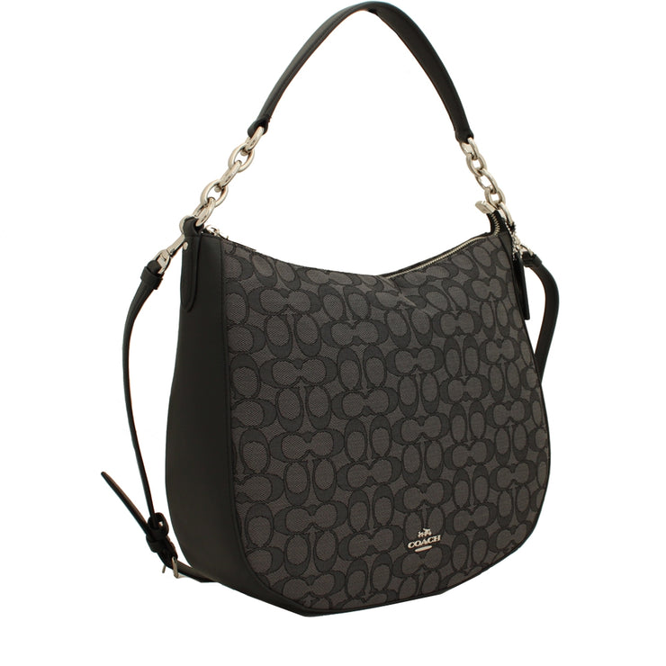 Coach 37769 Chelsea Hobo 32 Bag in Signature Jacquard- Black