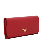 Prada 1MH132 Saffiano Leather Long Fold Wallet- Hibiscus