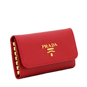 Prada Saffiano Leather Key Case- Fire