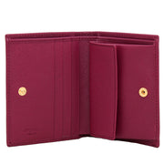 Prada 1MV204 Saffiano Leather Short Bi-fold Clasp Slim Wallet- Cammeo