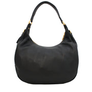 Prada 1BC311 Vitello Daino Leather Hobo Bag- Black