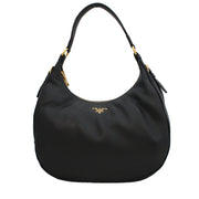 Prada 1BC311 Vitello Daino Leather Hobo Bag- Black